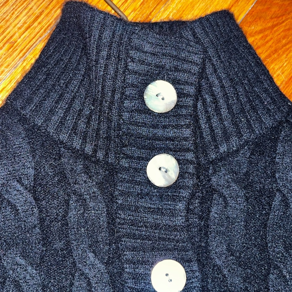 Vineyard Vines Cashmere cardigan black mock neck preppy chunky small academia - Picture 6 of 11